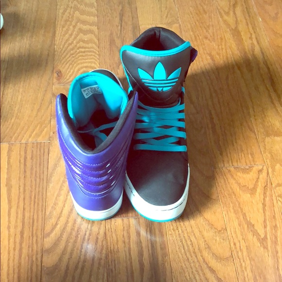 purple adidas high tops